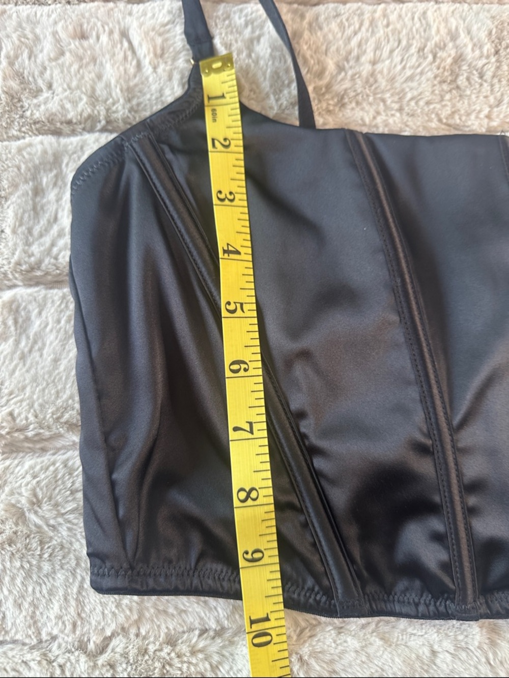 Black Ribbed Cropped Corset, XL - Picture 5 of 6